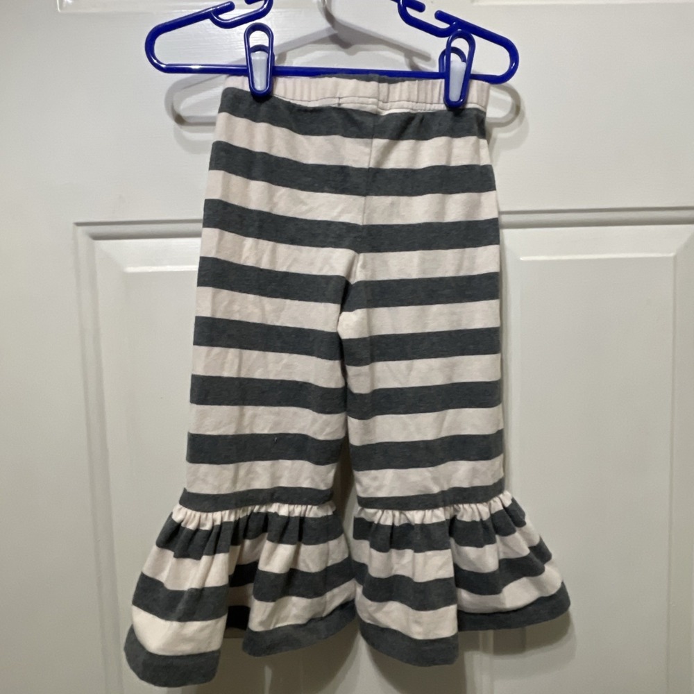 Matilda Jane Gray Cream Stripe Big Ruffles Pants 2T - Picture 4 of 4